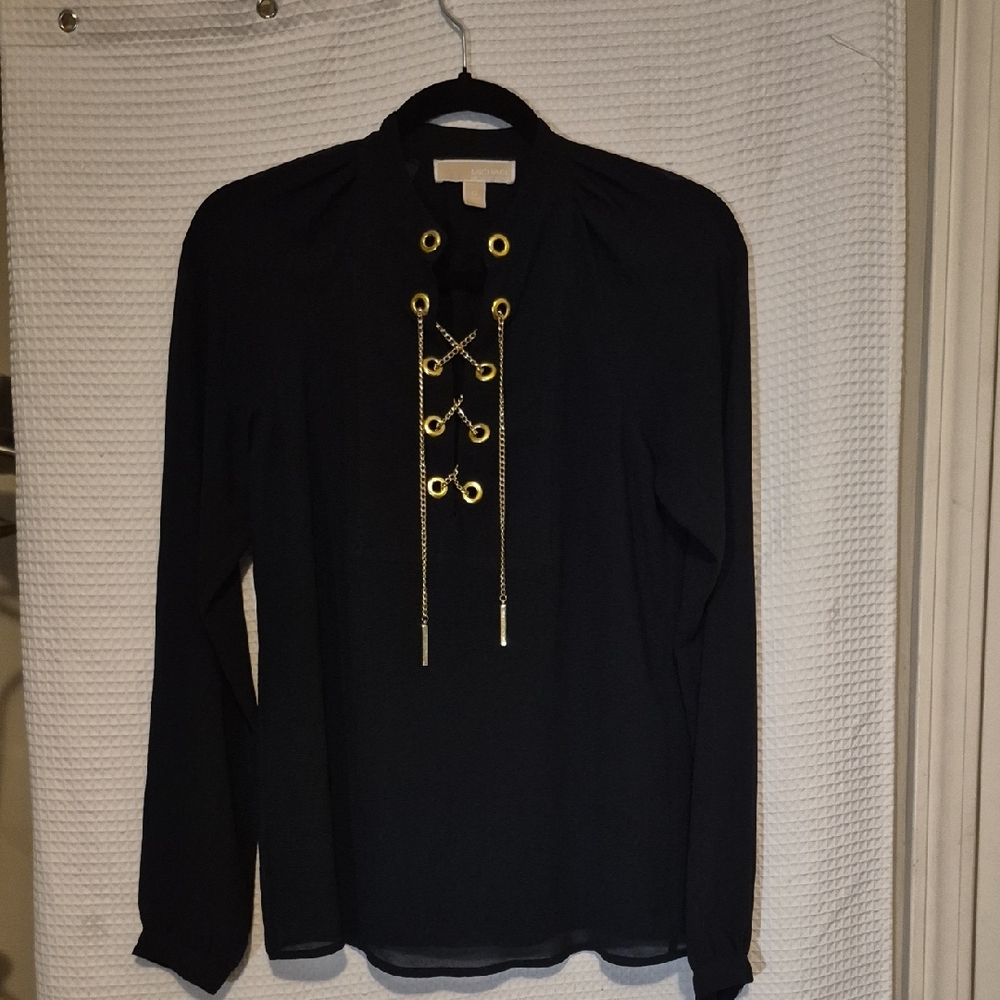 MICHAEL Michael Kors Black Blouse with Gold Details